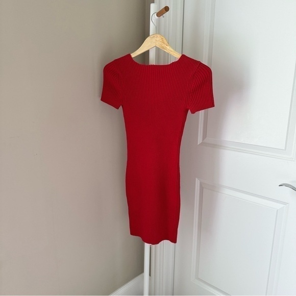 T by Alexander Wang Red Ribbed Knit Dress - Picture 8 of 8